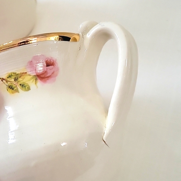 Vintage Handmade Pottery Mugs Gorgeous Rose & Gold Rim Mug set of 2 - Picture 16 of 16